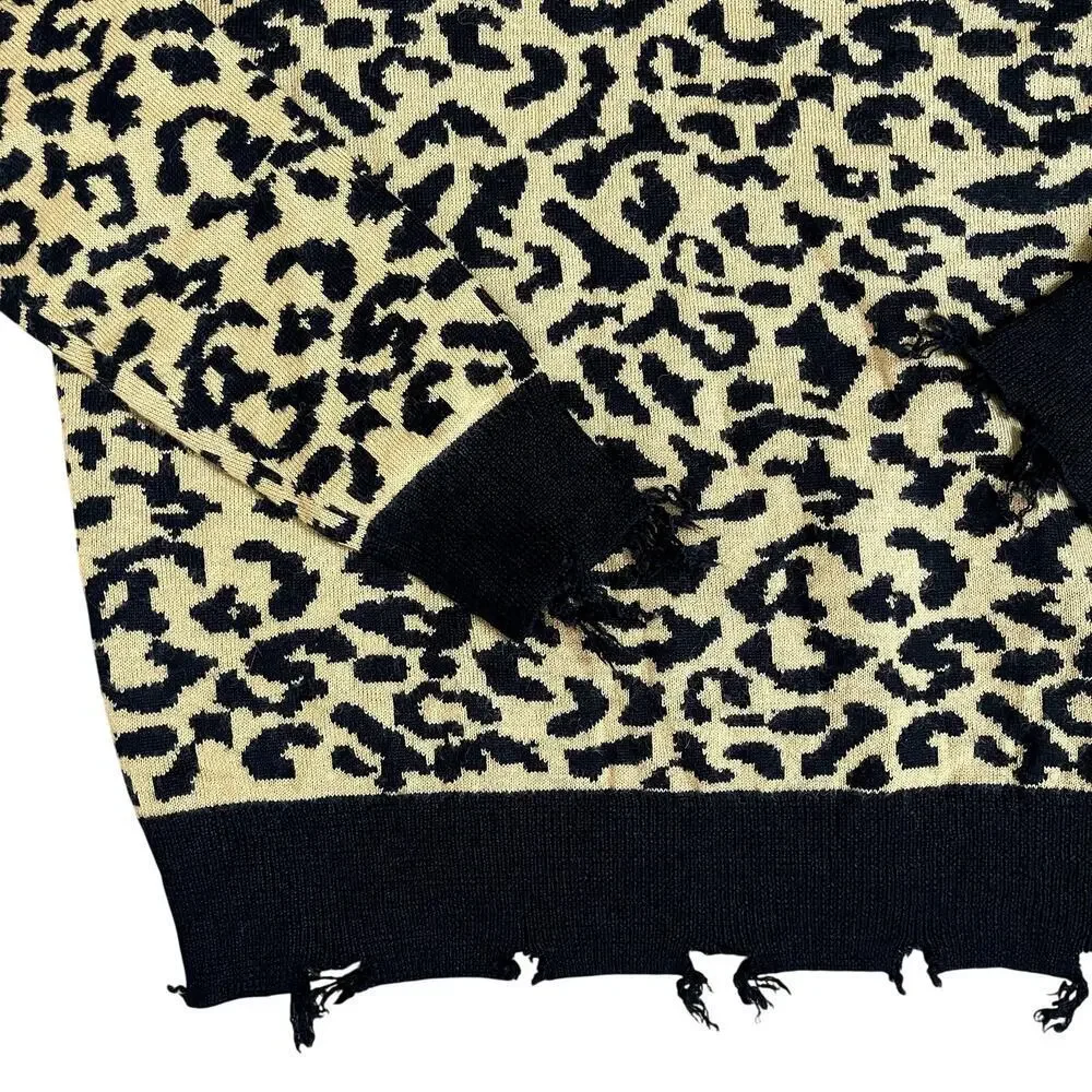 LOVERS+FRIENDS LEOPARD‎ PRINT ARLINGTON ONE SHOULDER  SWEATER SIZE S